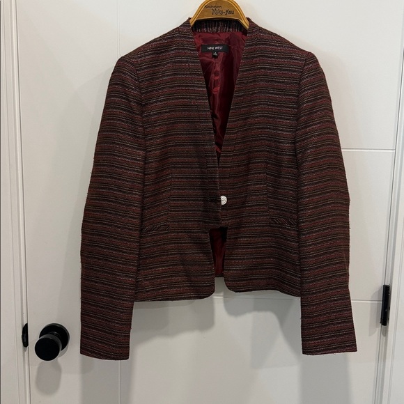 Nine West Multicolor Textured Jacket size large - Picture 2 of 6